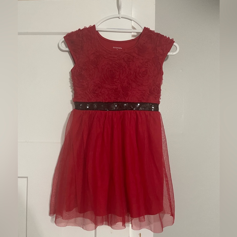 EUC Girls red flower dress 7-8
